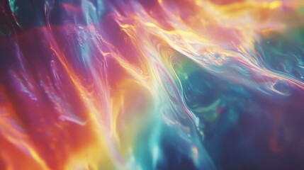 Mystical aurora borealis inspired background, delicate iridescent light streaks, gentle diagonal rainbow flow, crystalline reflective surface, ethereal translucent overlay, premium abstract art,