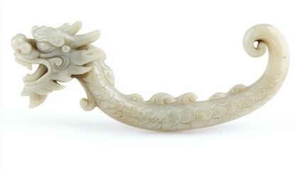 Obraz premium Intricately Carved Jade Belt Hook with Dragon Motif Design