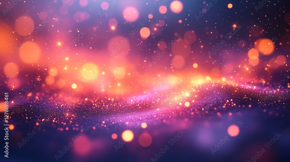 Poster an abstract illustration depicting sparkling bokeh and floating particles