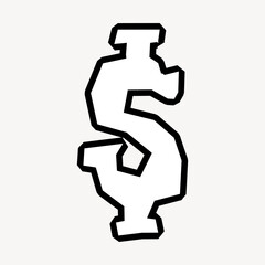 US dollar sign, graffiti art symbol vector