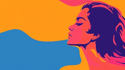 Vibrant Abstract Woman Portrait Female Painting