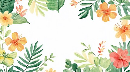 Obraz premium Vibrant Watercolor Seamless Pattern of Tropical Flowers