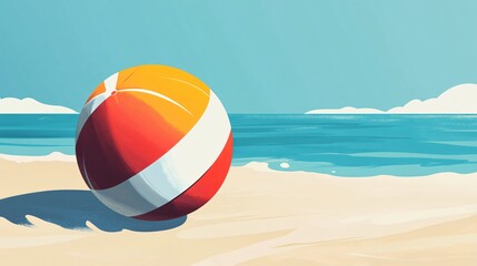 Vibrant and Colorful Beach Ball Flat Vector Illustration