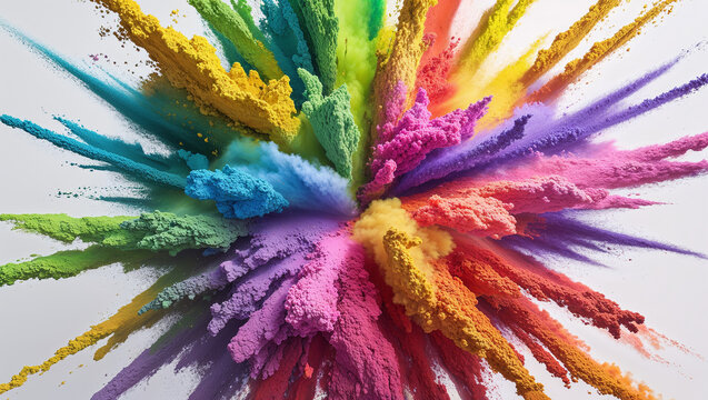 Explosive burst of vibrant color powder
