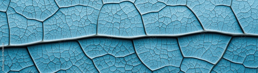 Aufkleber close-up texture of a blue leaf surface displaying intricate patterns and unique vein structure