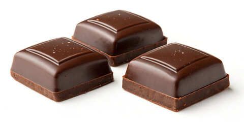 Obraz premium Three Delicious Chocolate Pieces, Perfect for Sweet Treats and Indulgence