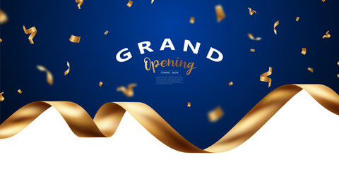 Fototapeta premium Design your opening card with a gold ribbon. beautiful business banner vector illustration
