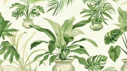 Pattern of a Vector Seamless Indoor House Plants