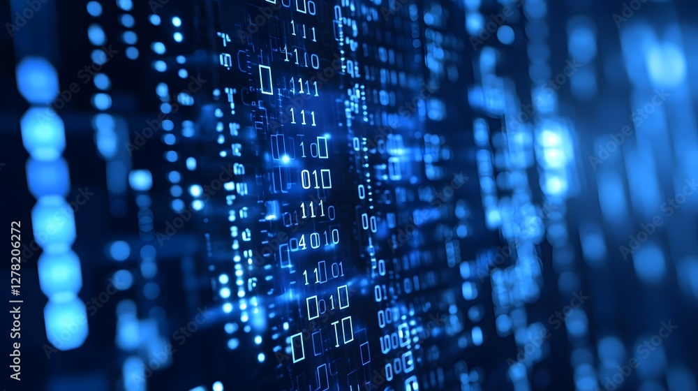Leinwandbilder Futuristic Digital Technology Abstract Background with Binary Code Patterns  Concept of Intelligence Machine Learning Software Engineering and the Digital Transformation of the Modern Tech Industry