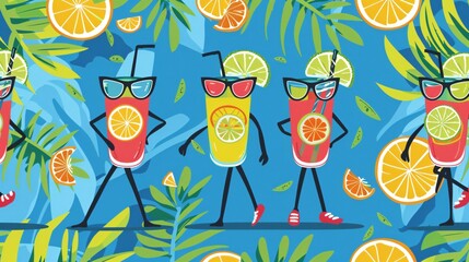 Retro Mascot Cartoon Characters Seamless Pattern