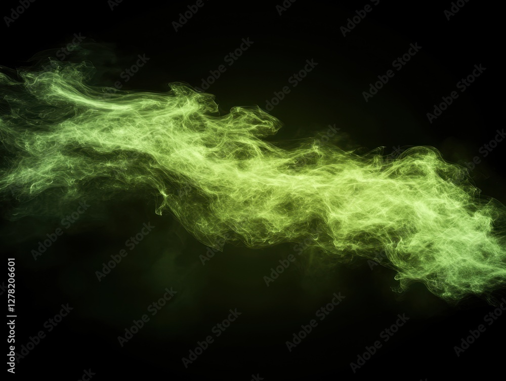 Aufkleber ethereal green smoke trails on black background creating a mesmerizing abstract design with flowing 