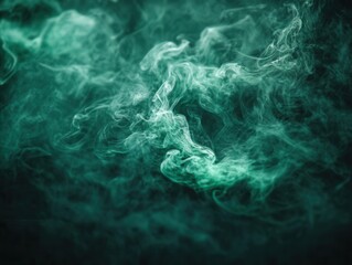 Ethereal teal smoke swirling in dark abyss creating mystical atmosphere abstract concept