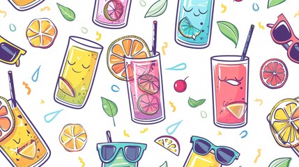 Colorful Retro Mascot Characters Vector Seamless Pattern