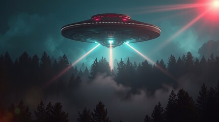 ufo flying in the night sky