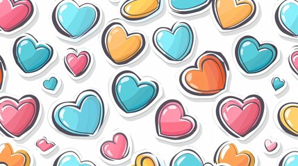 Seamless Sticker Pattern with Hearts
