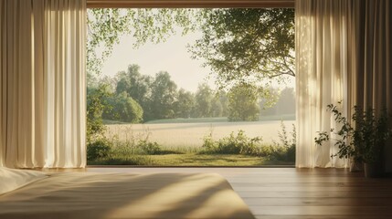 Tranquil Morning View from a Cozy Bedroom with Natural Light
