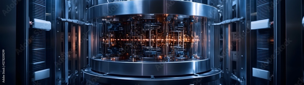Poster Futuristic server room with advanced technological machinery digital network infrastructure and computer hardware  Represents the concept of modern data processing communication