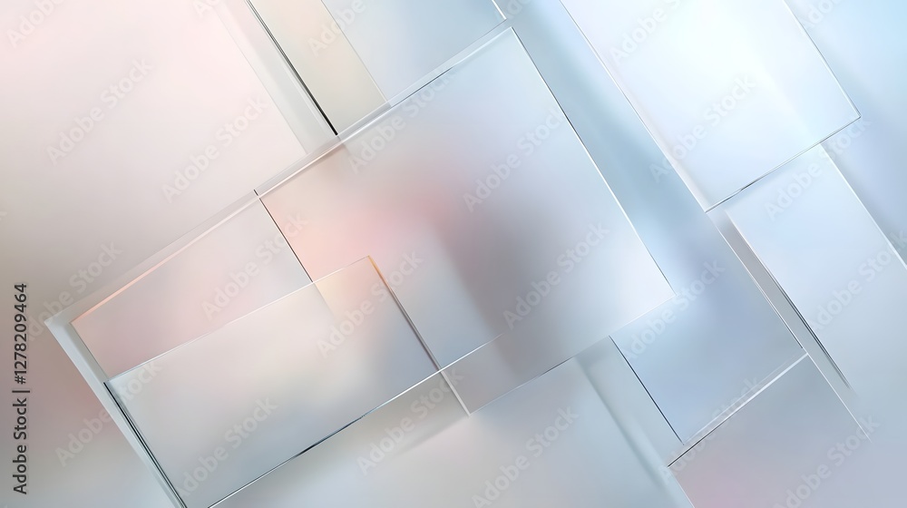 Poster Geometric abstract background with overlapping shapes lines and gradients in soft pastel color tones  Minimalist contemporary and modern digital art composition with a clean minimal