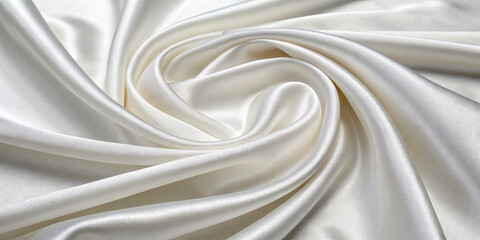 Obraz premium White Silk Fabric Background - Top View Close-Up, Perfect for Textiles and Fashion