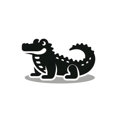 Fototapeta premium Alligator logo icon of silhouette black shape design isolated on white background