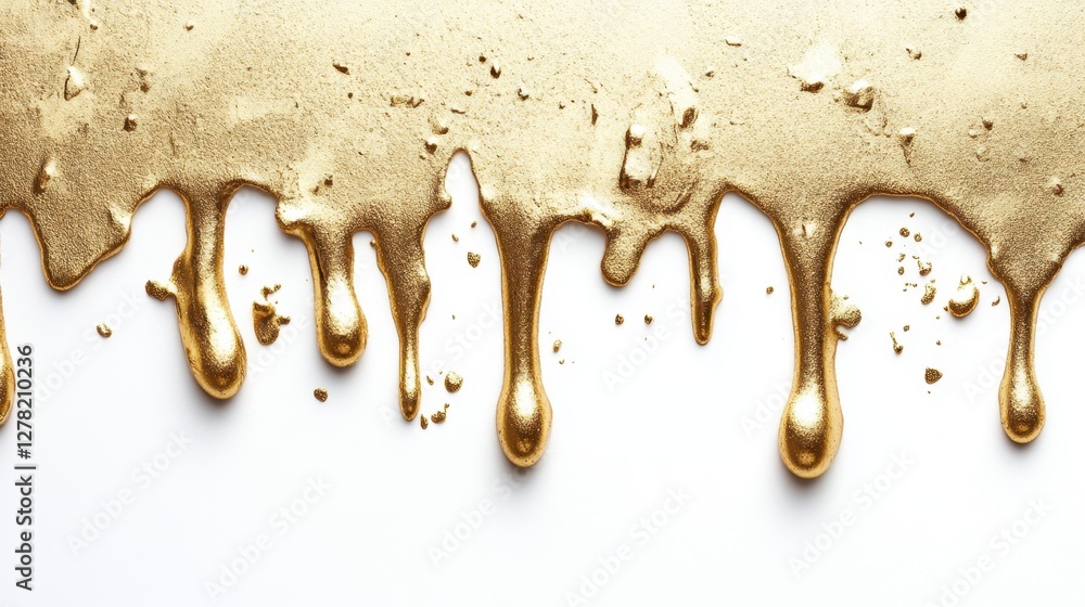 Aufkleber luxurious gold paint dripping over a white surface creating an elegant and shimmering effect with a 