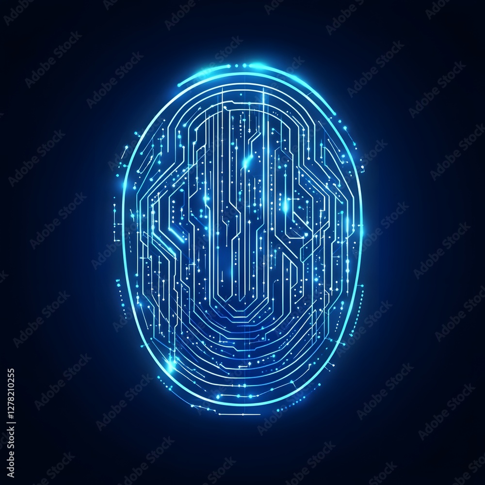 Poster Glowing Blue Circuit Board Abstract Digital Technology Background  Futuristic Microchip Processor Motherboard Science Engineering Computer Innovation Concept
