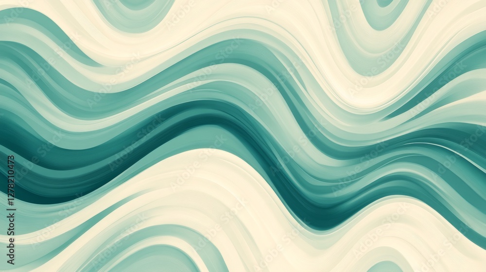 Poster fluid wavy lines and patterns in teal and cream tones