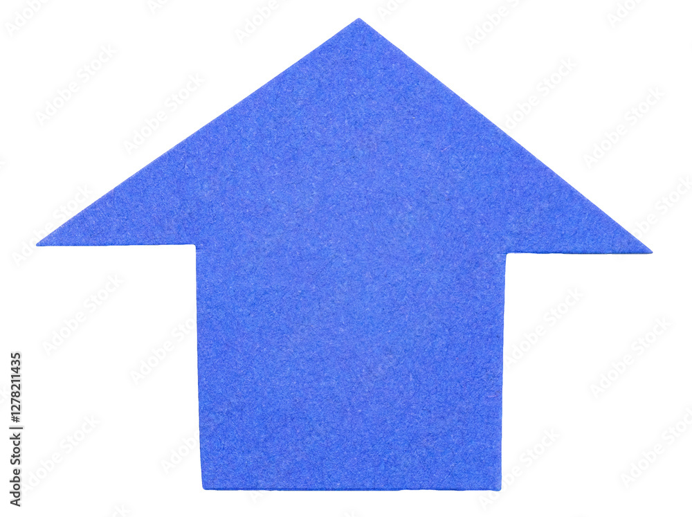 Aufkleber blue isolated cut out paper cardboard arrow direction sign pointing up with texture and rough edges 