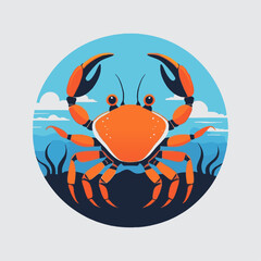 Vibrant Cartoon Crab in Underwater Scene