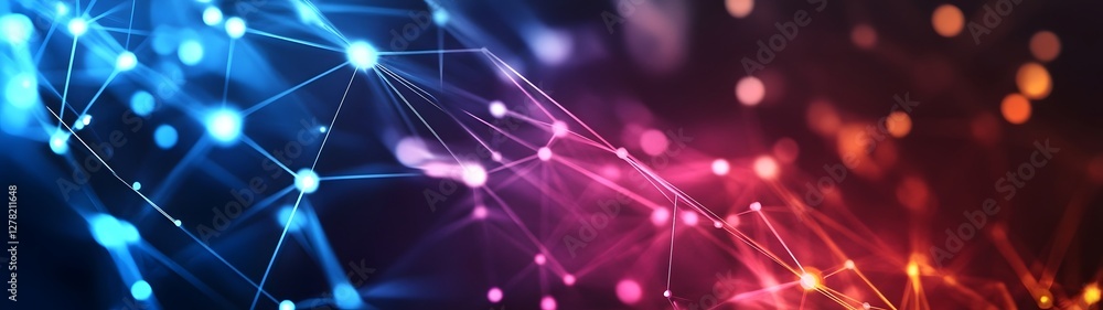 Aufkleber Glowing digital network connection technology abstract background with futuristic cyberspace data and intelligence concept  Vibrant blue