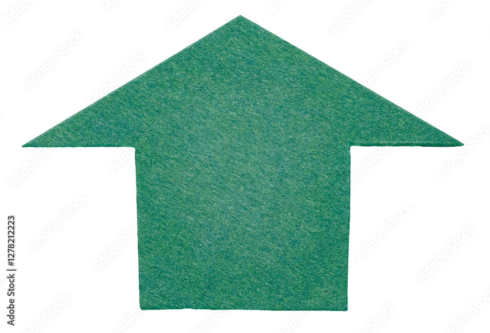 Poster Green isolated cut out paper cardboard arrow direction sign pointing up with texture and rough edges png transparent background design element