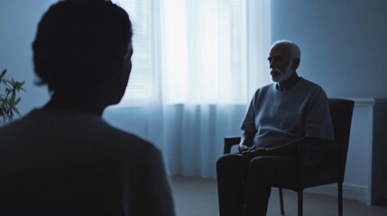 Elder abuse awareness raised in a quiet study with a social worker. Featuring compassion and vigilance