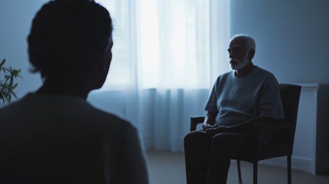 Elder abuse awareness raised in a quiet study with a social worker. Featuring compassion and vigilance