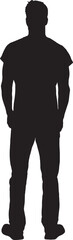vector; silhouette; back view of a young standing man