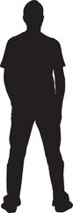 vector; silhouette; back view of a man hands on pockets