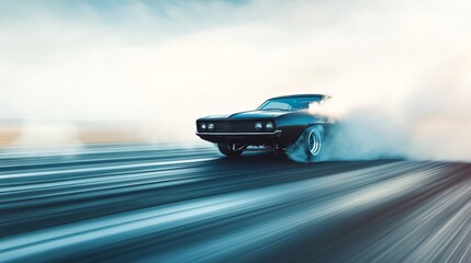 Obraz premium Drag racing car launching off the line. Featuring excitement and force