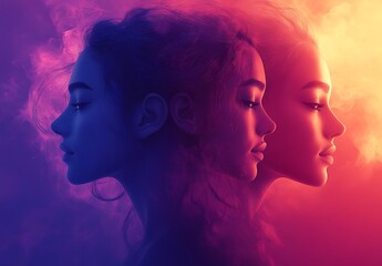  Silhouette Surrounded by Vibrant Purple and Orange Hues