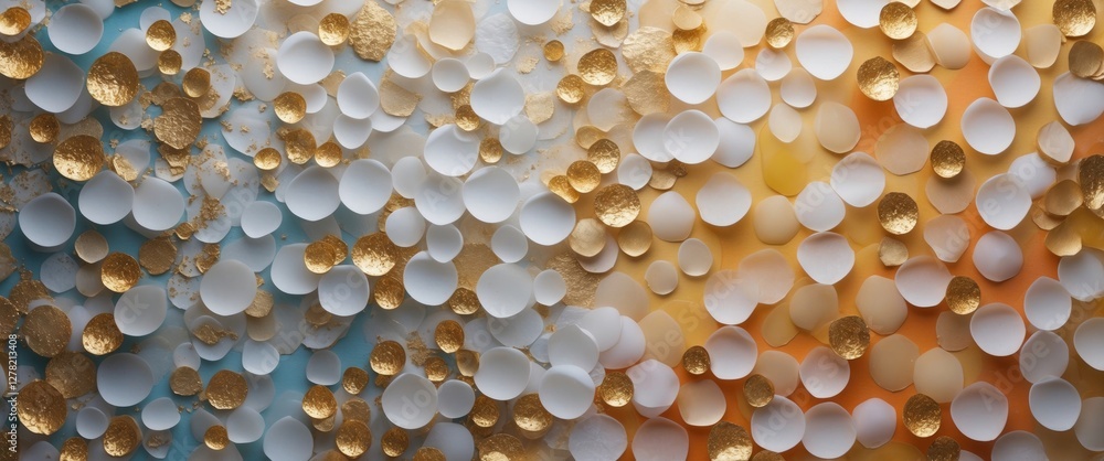 Poster gold and white bokeh with colorful background and copy space for text ideal for creative design and 