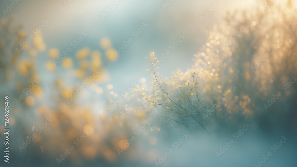 Aufkleber serene abstract nature background with soft focused light and delicate flora in dreamlike color pale