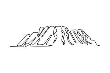 Mountain concept. Single line draw design vector graphic illustration.