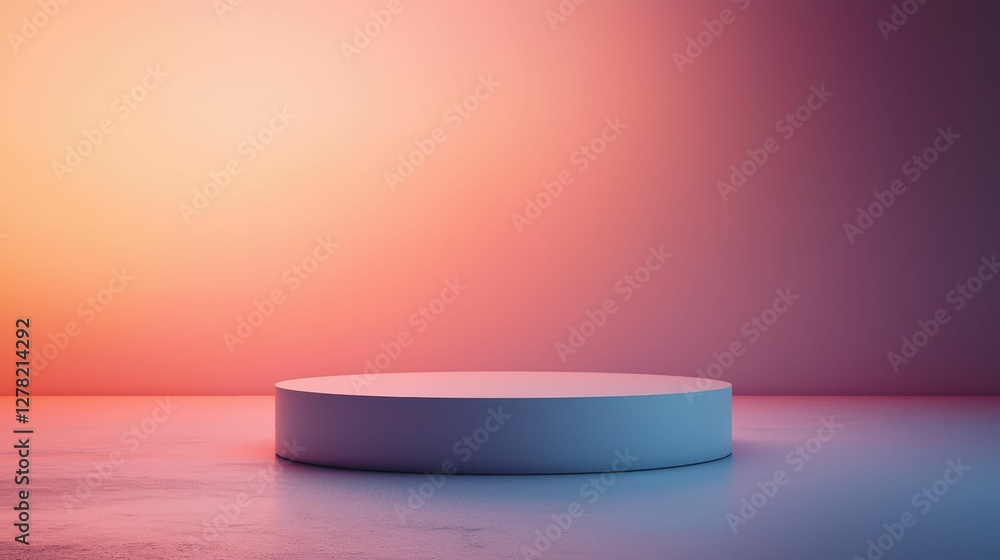 Poster minimalist showcase platform with soft gradient background lighting