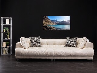 Modern Living Room Interior with a White Leather Sofa