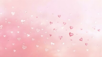 Love in the Air: A romantic visual of floating hearts against a soft pink background, suggesting feelings of love and affection, ideal for conveying emotion.