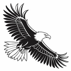 his stylized, graphic illustration showcases a detailed line drawing Line Art Illustration of an Eagle's