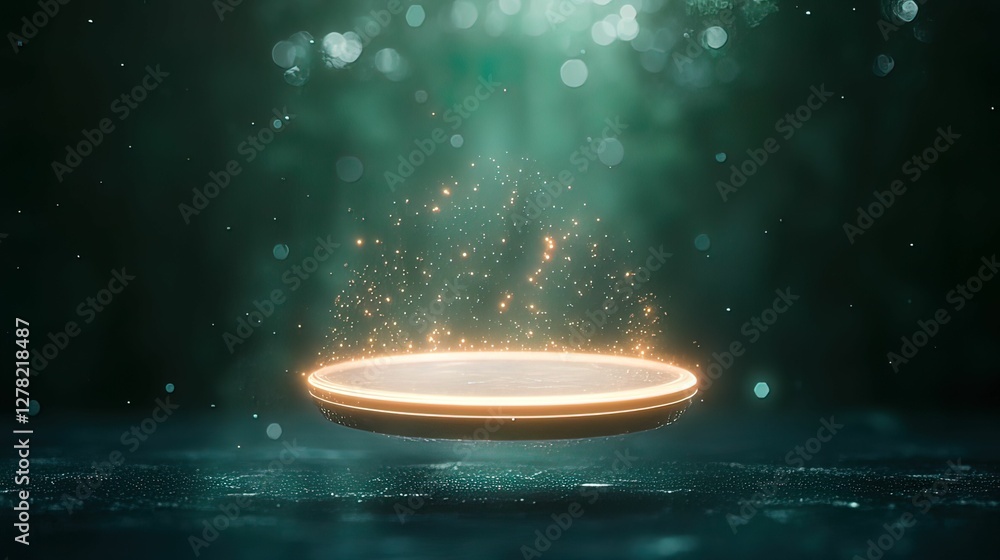 Poster floating abstract digital platform virtual space visual glowing environment aesthetic perspective mo