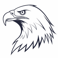 his stylized, graphic illustration showcases a detailed line drawing Line Art Illustration of an Eagle's