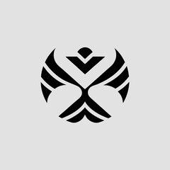 his stylized, graphic illustration showcases a detailed line drawing Line Art Illustration of an Eagle's