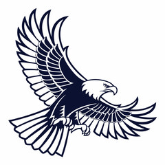 Obraz premium his stylized, graphic illustration showcases a detailed line drawing Line Art Illustration of an Eagle's