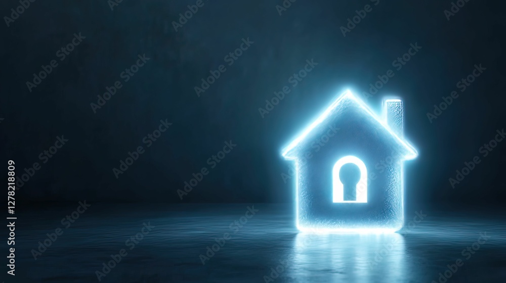 Poster cybersecurity home shield concept digital space abstract graphic secure environment futuristic viewp