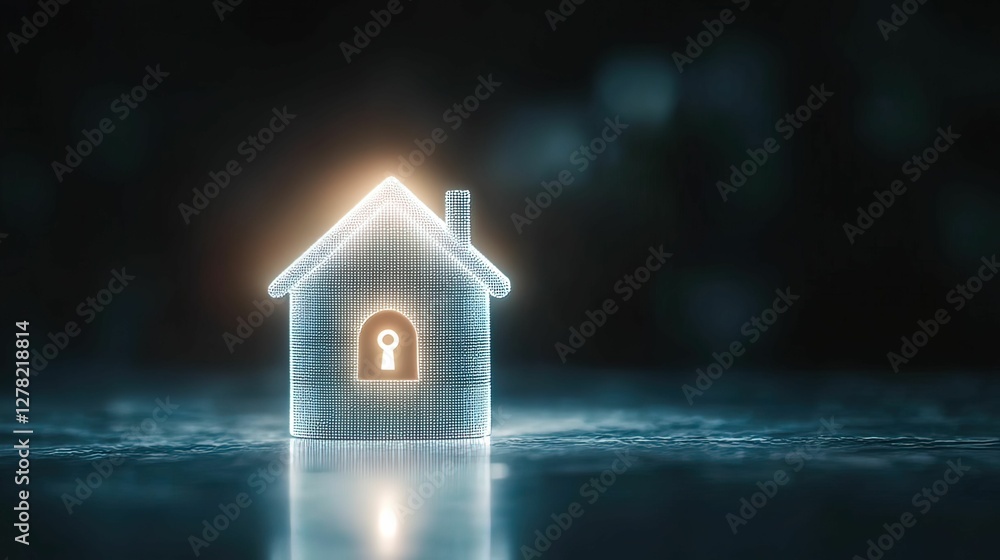 Poster cybersecurity shielding home data digital environment conceptual graphic abstract viewpoint modern t